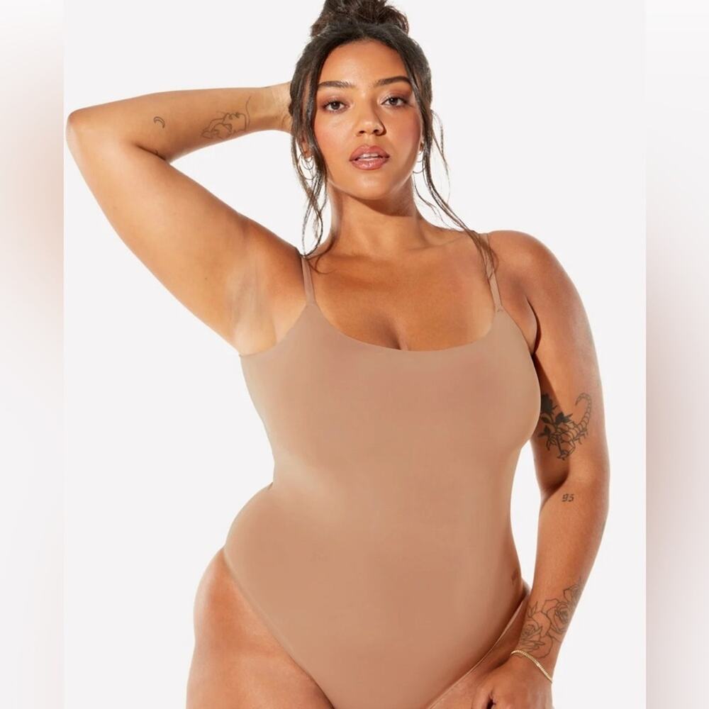 YITTY Smoothed Reality Square Neck Bodysuit in Moody B!tch Taupe NWT